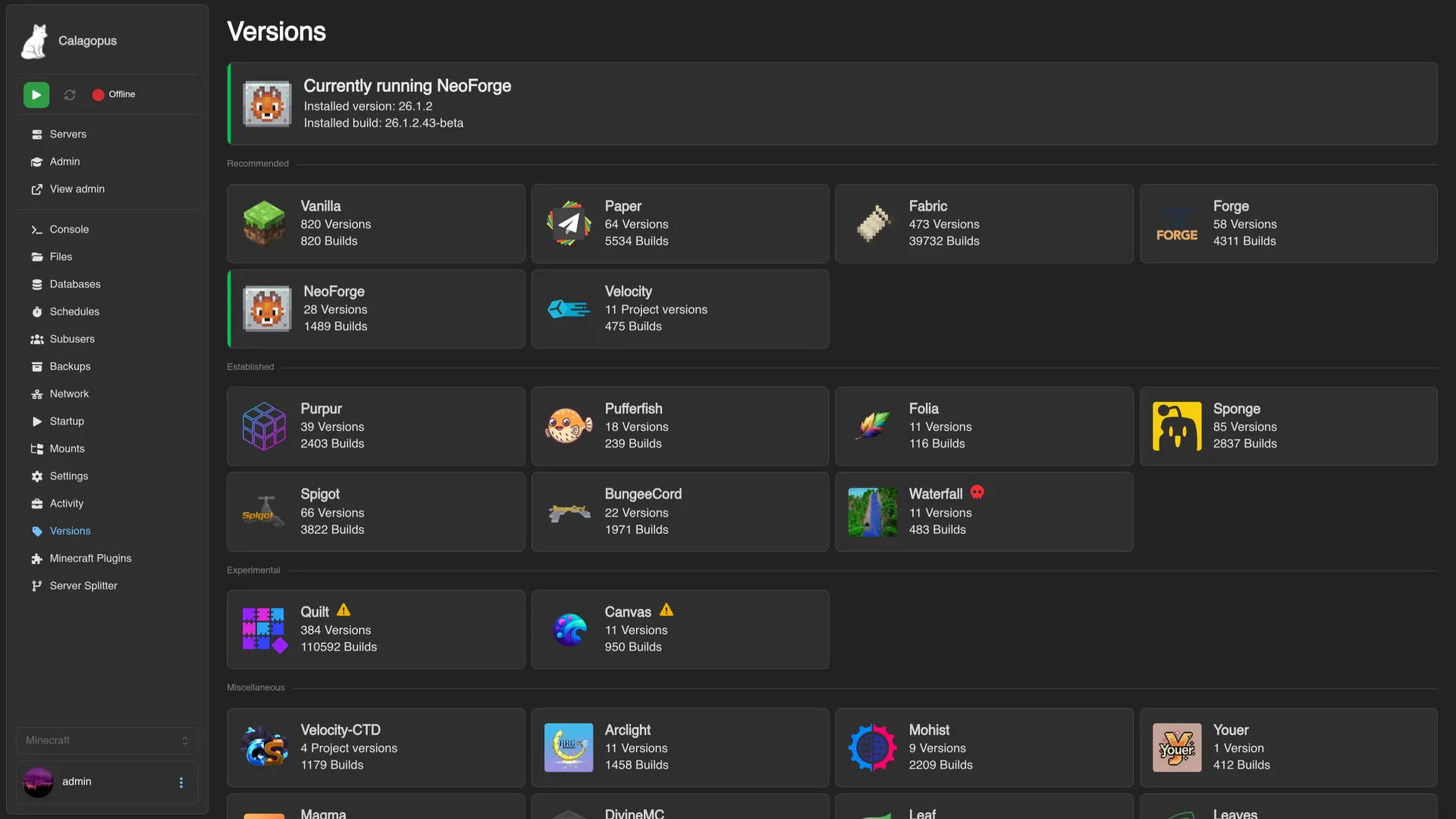 Minecraft Version Changer for Calagopus screenshot 2
