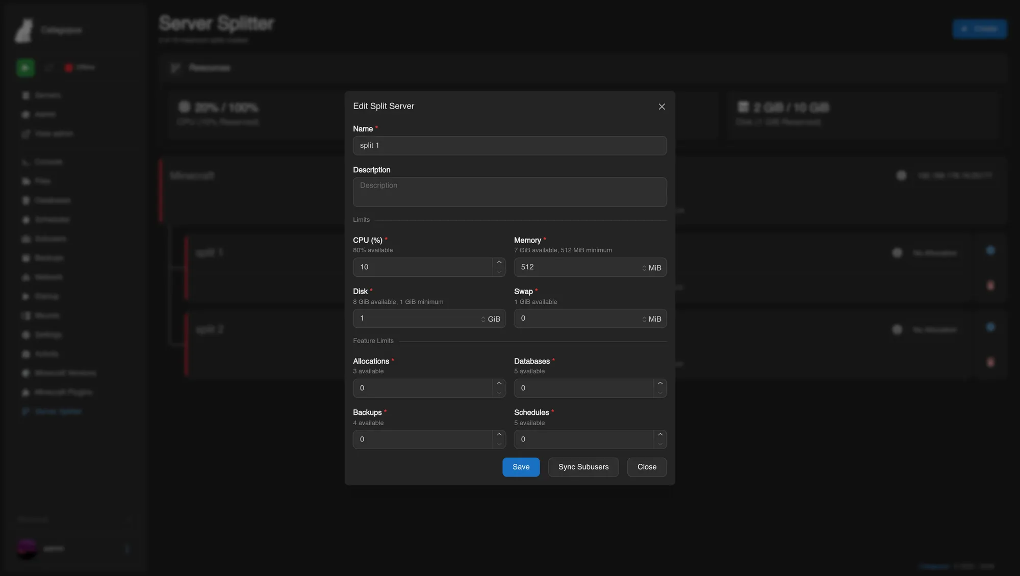 Server Splitter for Calagopus screenshot 4