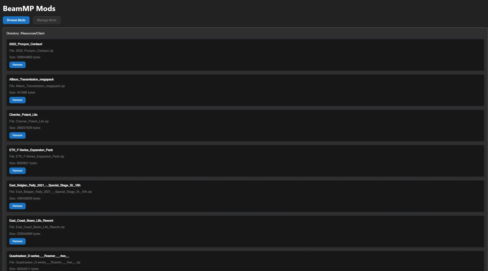 BeamMP Modmanager screenshot 2