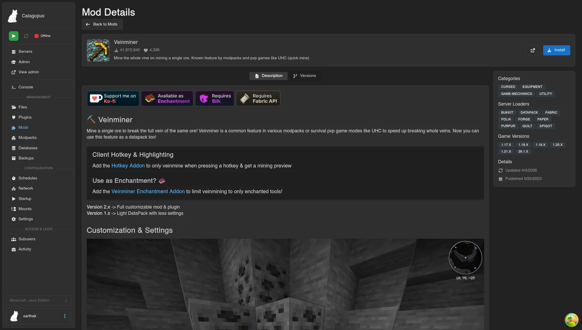 MC Plugins Manager for Calagopus screenshot 3