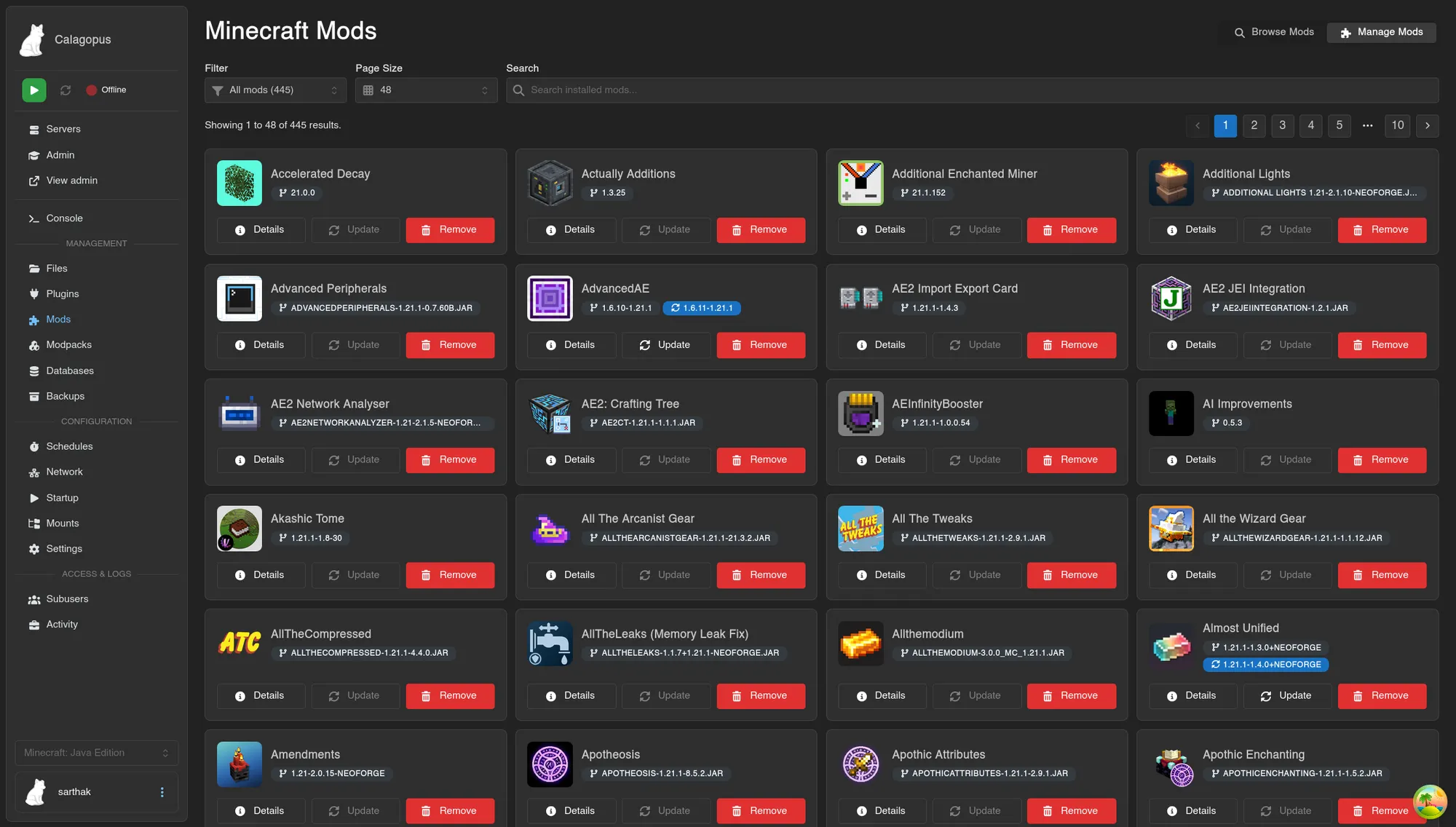 MC Mods Manager for Calagopus screenshot 2