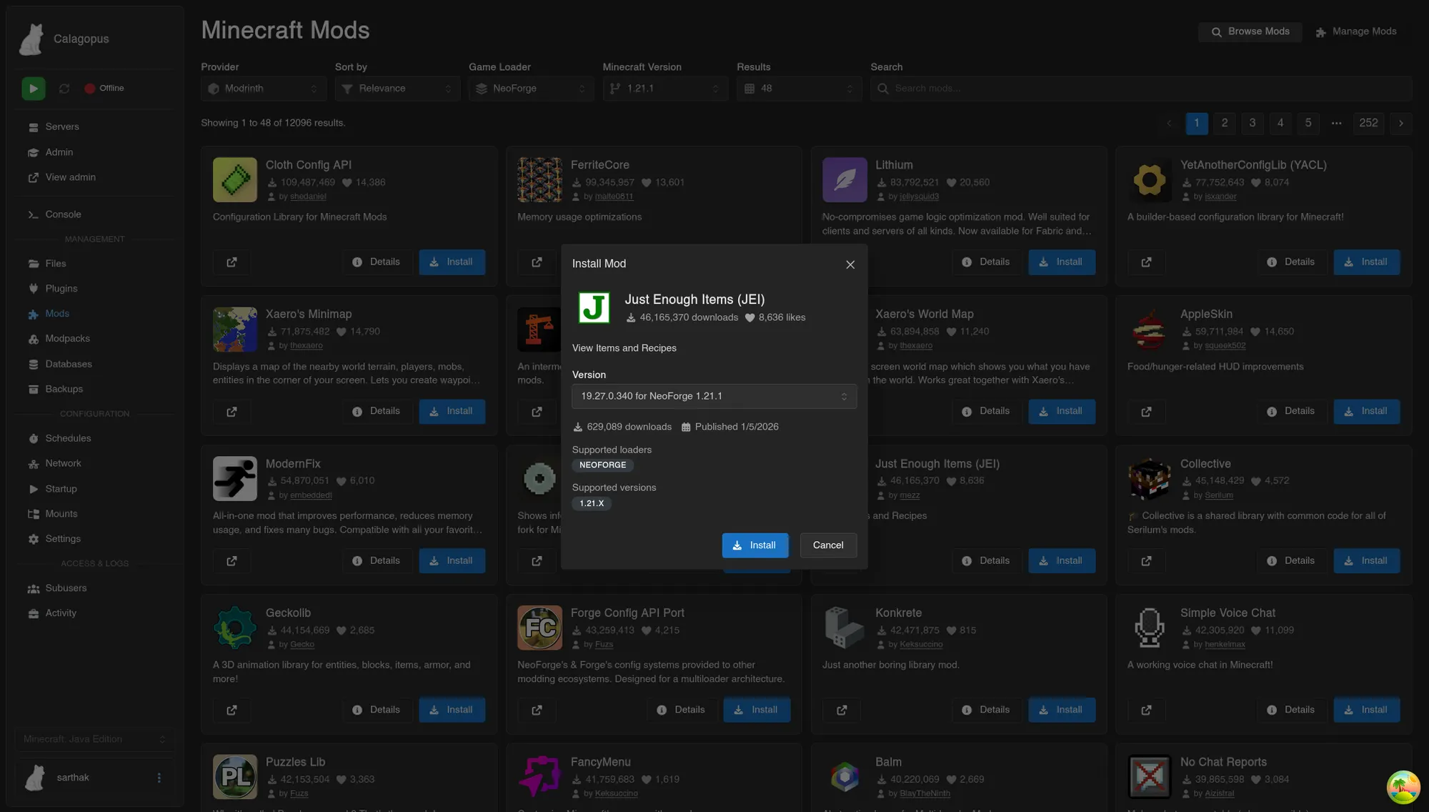MC Mods Manager for Calagopus screenshot 5