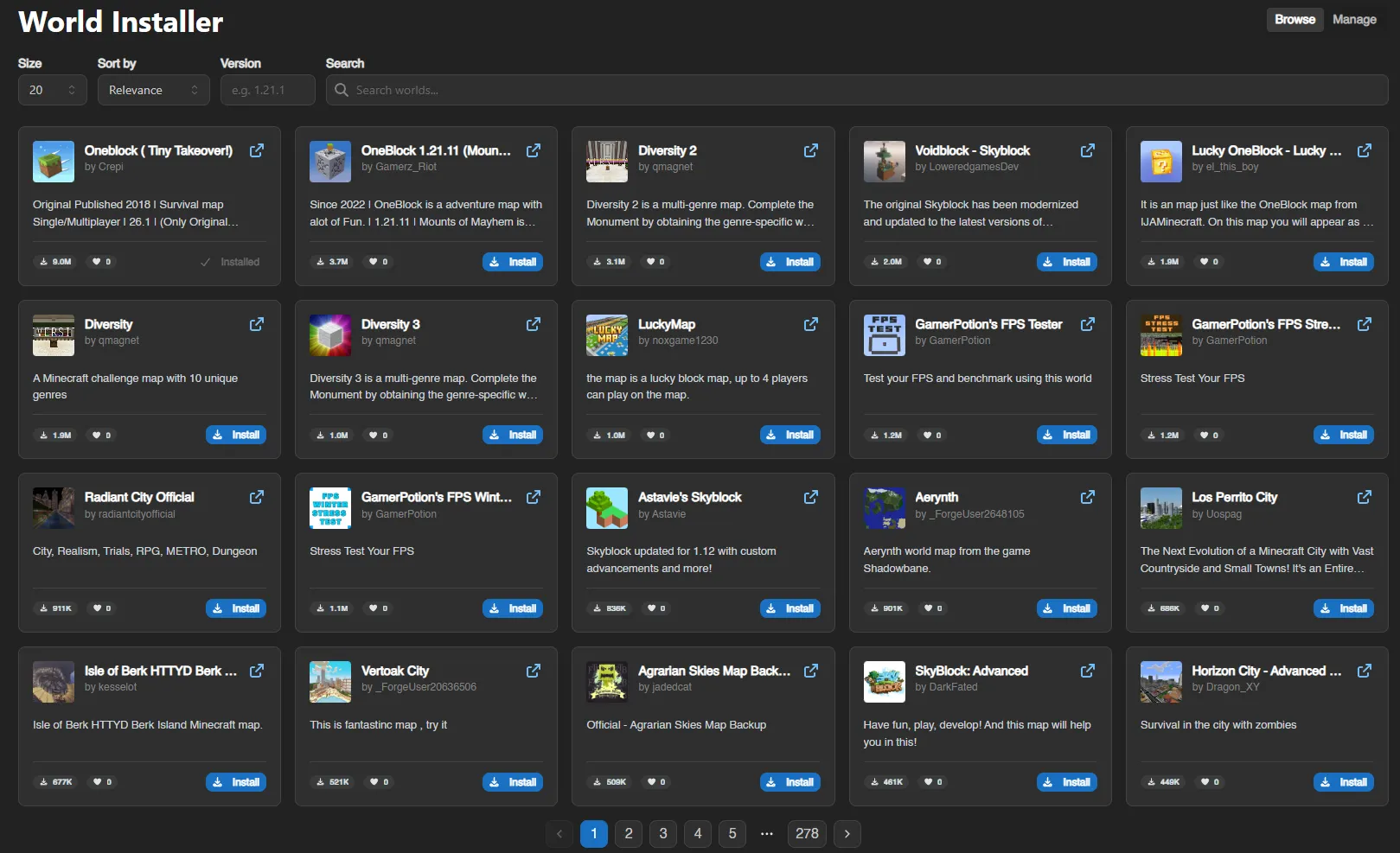 Minecraft World Installer screenshot 1