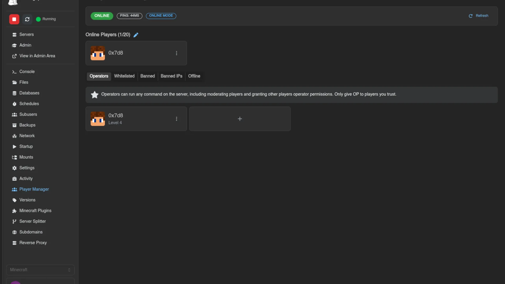 Minecraft Player Manager for Calagopus screenshot 2