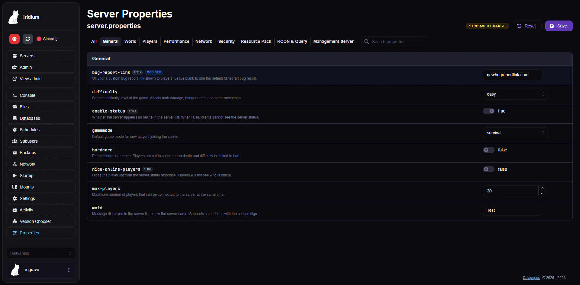 Server Properties Editor screenshot 1