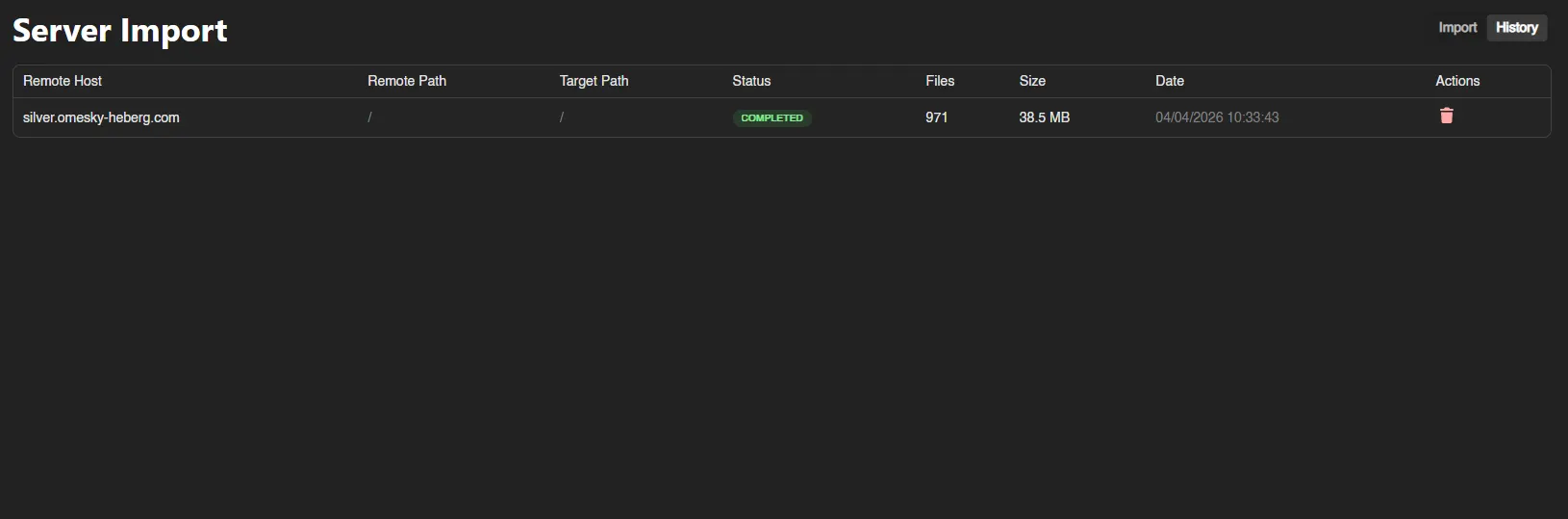 Server Importer screenshot 3