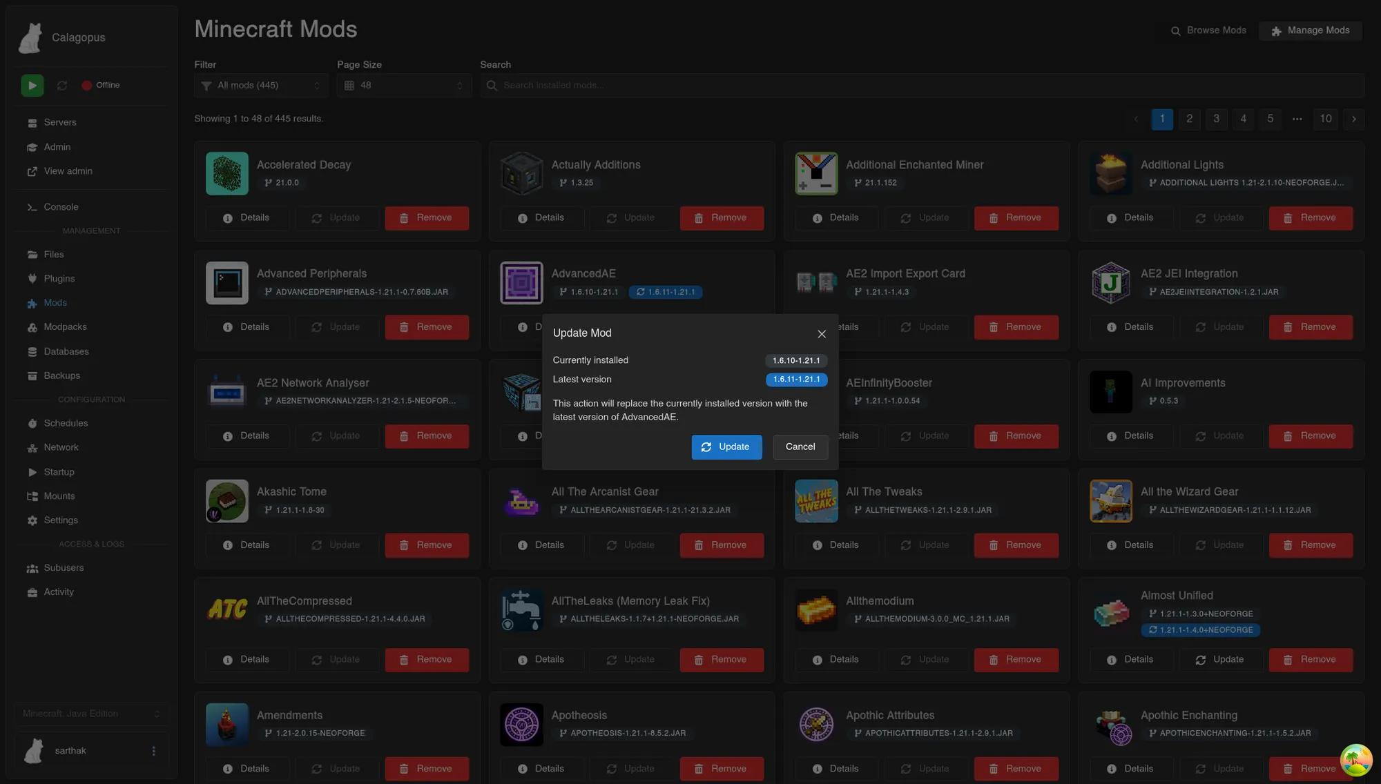 MC Mods Manager for Calagopus screenshot 6