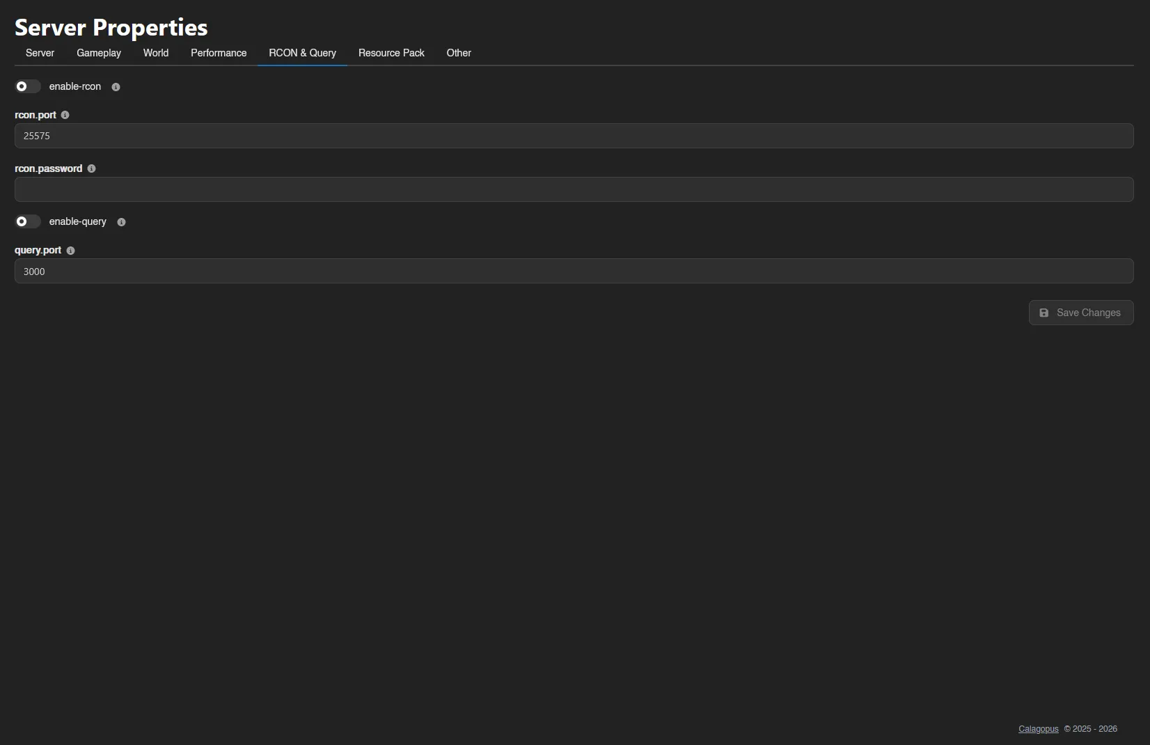 Server Properties | Calagopus screenshot 4