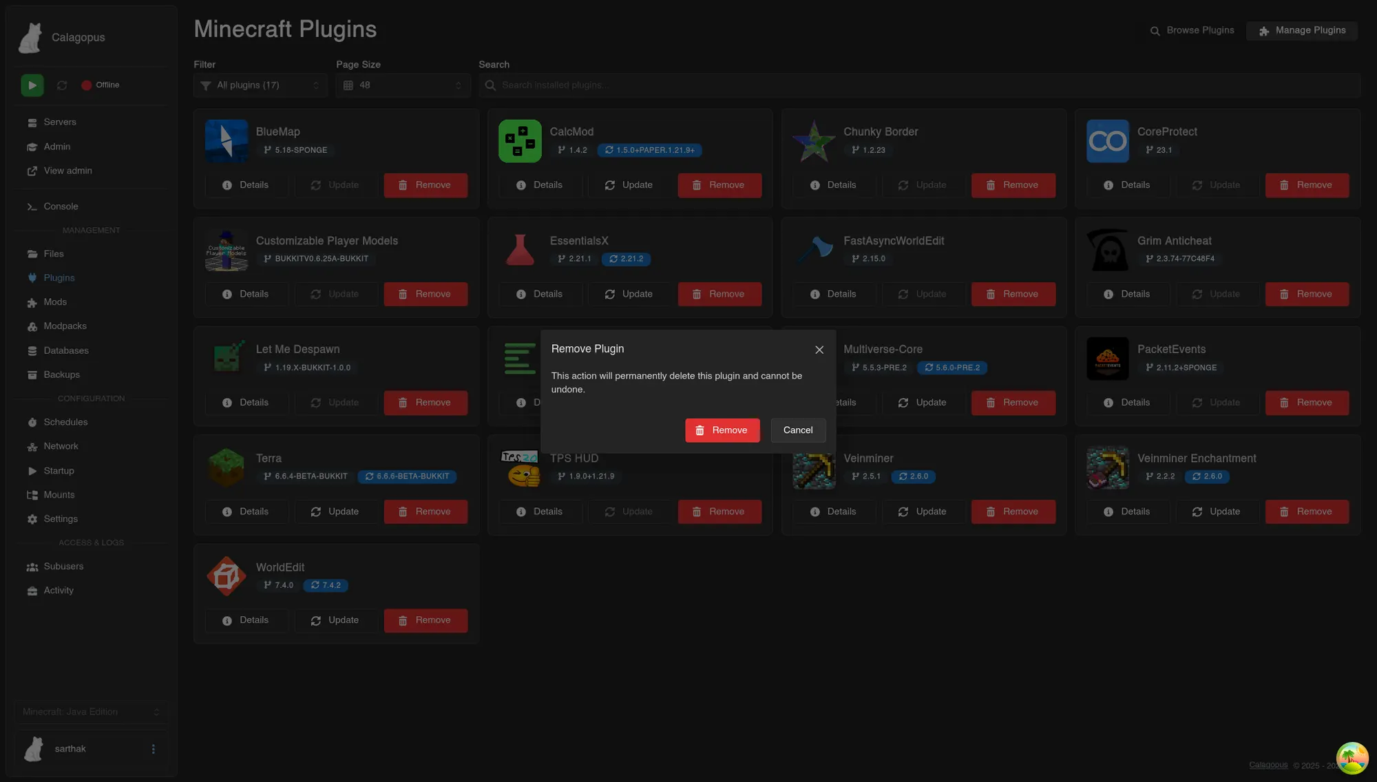 MC Plugins Manager for Calagopus screenshot 7