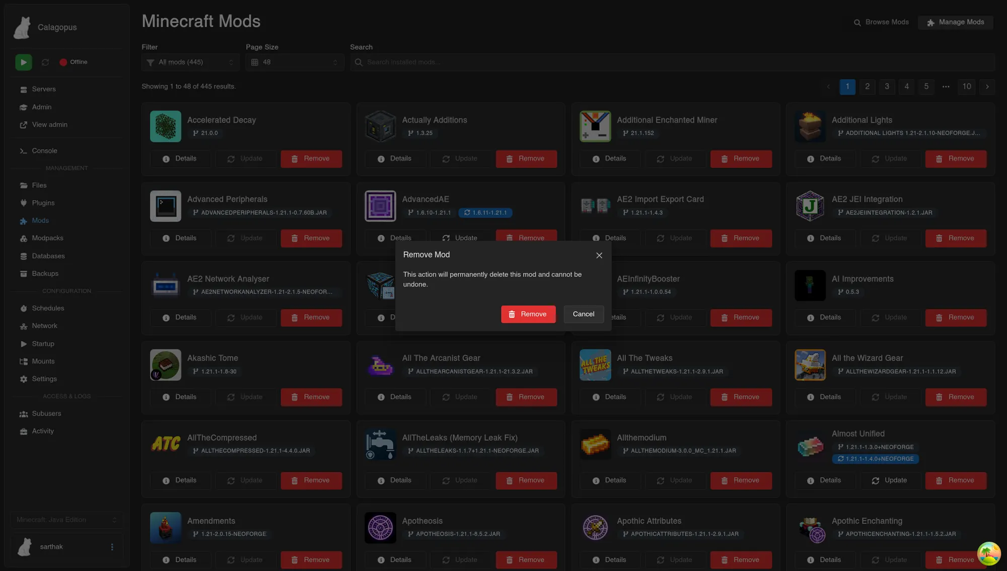 MC Mods Manager for Calagopus screenshot 7