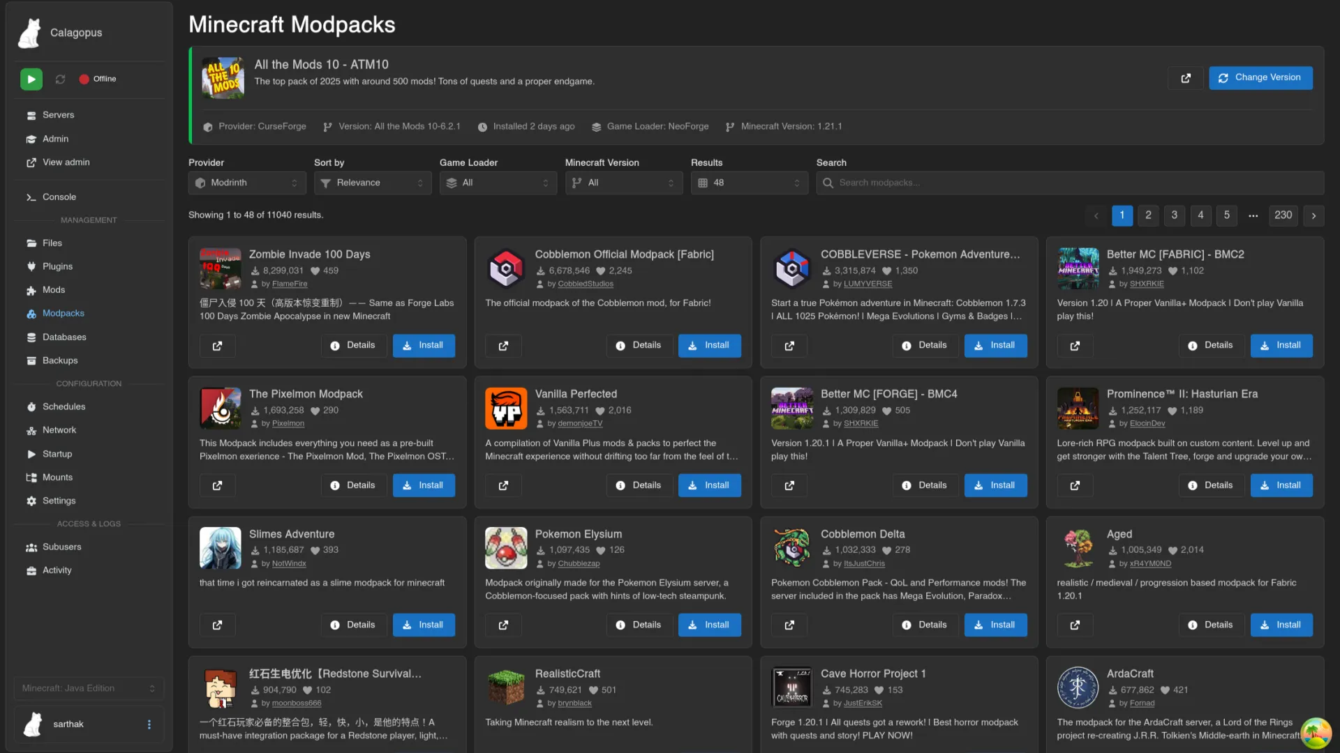 MC Modpacks Installer for Calagopus screenshot 7