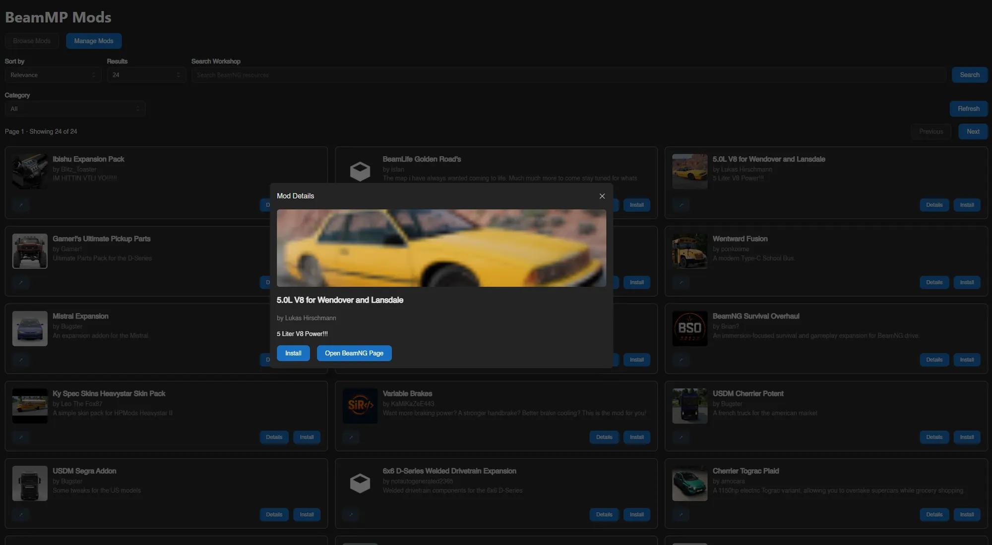 BeamMP Modmanager screenshot 1