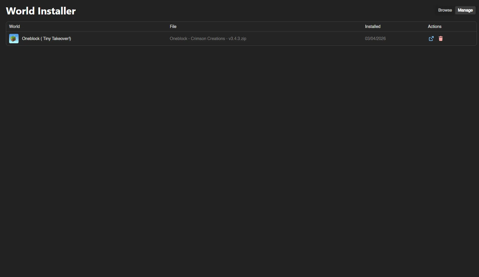 Minecraft World Installer screenshot 2